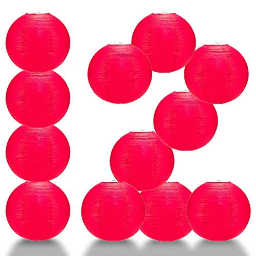 Paperlanternstore.com 12 Pack - 12 Inch Red Fine Line Premium Even Ribbing Paper Lantern, Extra Sturdy - color: Red Fine Line (12-pack), size: 12 Inch