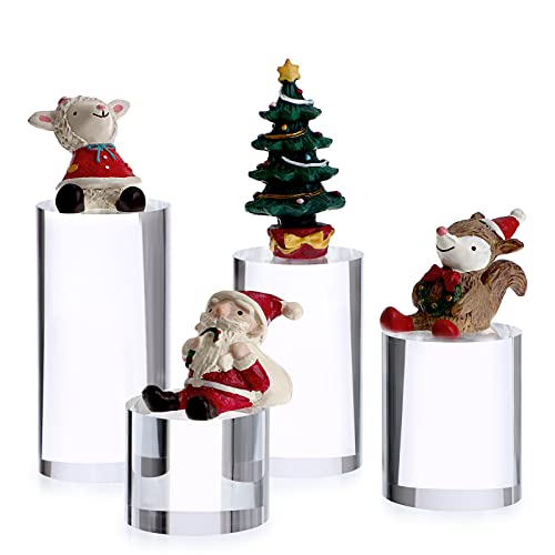 Hipiwe 4-Pack Acrylic Display Risers Figures Display Stand Holder, Cylinder