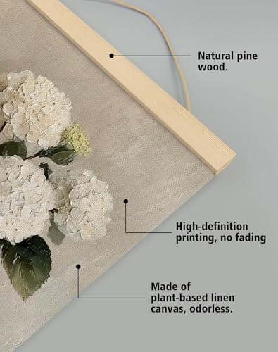 You found a duck Vintage White Hydrangea Poster Wall Art Decor,Retro Hydrangea Wall Art,Flowers Linen Hanging Poster for Bedroom Living Room Office, Farmhouse18.5X14inch (HD013) - color: HD013