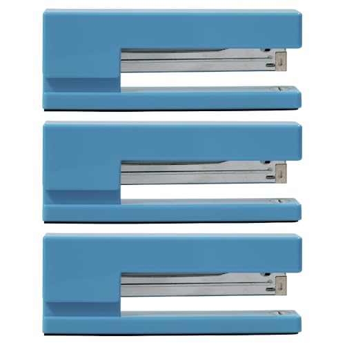 JAM PAPER Modern Desk Stapler - Blue - 3/Pack - color: Blue, size: Pack of 3