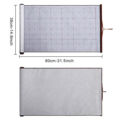 MEGREZ Reusable Water Writing Calligraphy Cloth Set No Ink Practice Kit - color: Silver