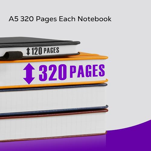 FOCUS DAY 3 Pack Lined Journal Notebooks, A5 Thick Notebook Journal Set for Work Writing, 320 Pages Hardcover Leather Bound Notebook Bulk for Women Men Office School, 5.7'' X 8.4'', Multicolor - color: Purple-Burgundy-Orange, size: A5