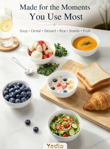 10 OZ White Ceramic Soup Bowls of 6, Small Cereal Bowls for Kitchen - size: 10 OZ(6PCS)