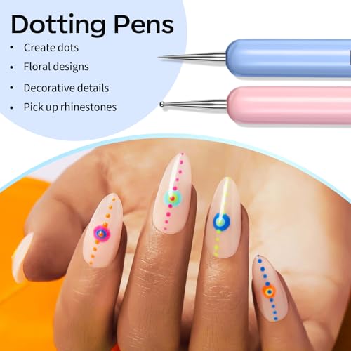 Modelones Nail Art Brushes, Gel Polish Liner Clean up Carving Dotting Tools