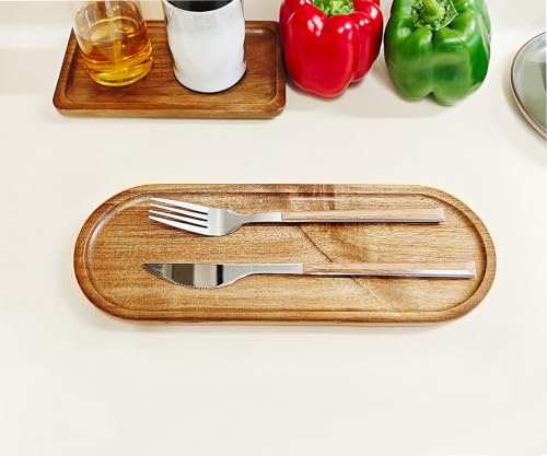 Small Wooden Oval Narrow Tray (11.3 x 4.1 inch), Mini Serving Tray - color: Oval - Brown, size: 11.3" x 4.1" x 0.6"