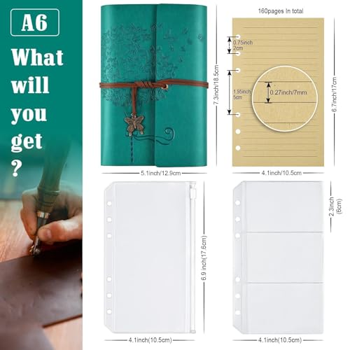 OMEYA Leather Journal Notebook, Refillable Writing Journal Diary Planner for Women Girls (Blue, A6 7.3'' x 5.1'') - color: Blue, size: A6 7.3'' x 5.1''