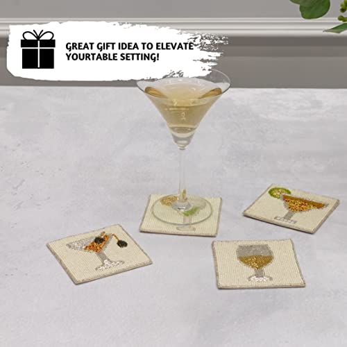 Folkulture Coasters Set of 4 for Drink, Coffee Bar Accessories, Table Décor - color: Cocktail
