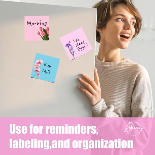 9 Pads Cute Sticky Notes Set, 3" x 3" Flower Self Stick Notepads, Funny Notes Set, Flower Stationery, Kawaii Adhesive Memo Pads, Flower Lover Gifts, Office Decor Desk Accessories, School Supplies - color: 9 Colors Flowers