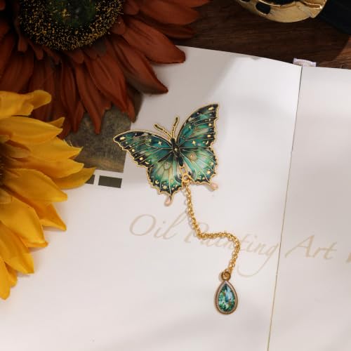 12 Pieces Metal Butterfly Bookmarks with Chain, Golden Hollow Bookmark Monet Oil Painting Theme Book Mark Bookmarks for Book Lovers Women Writers Readers Children Teens - color: 12 Pcs Butterfly
