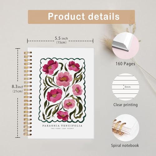 MOFUYU Floral Notebook Journal for Women,Plant Hardcover Spiral Notebook - color: white(Bible-1)