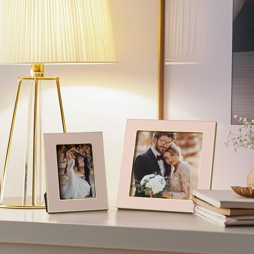 eletecpro 4x4 Enamel Picture Frame with Real Glass Cover, Pink, 2-Pack - color: Pink, size: 4x4