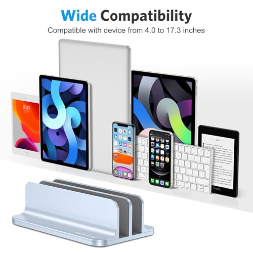 OMOTON Dual Vertical Desk Laptop Stand Holder, Fits MacBook Air, Sky Blue - color: Sky Blue