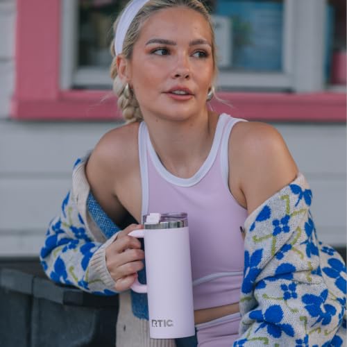 RTIC 16oz Road Trip Travel Mug with Lid and Handle, Ceramic Lined, Pale Pink - color: Pale Pink, size: 16 Ounces