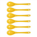 Yellow 6 pcs Porcelain Egg Spoons Ceramic Spoons 4.7 inch Coffee Dessert Yogurt Tea Milky Tea - style: Yellow
