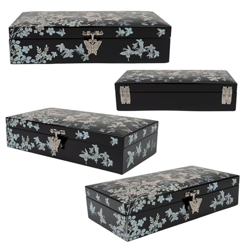 February Mountain Exquisite Mother of Pearl Jewelry Box: Korean Handcrafted Elegance for Special Occasions - style: Pink Butterfly
