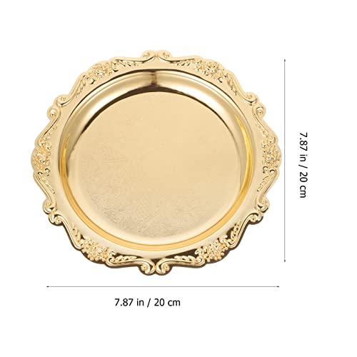 Kichvoe Elegant Snack Serving Tray 7.87 Inch Round Metal Platter for Food Snacks Jewelry Display Party Table Decor