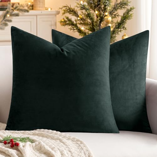 MIULEE Velvet Throw Pillow Covers 14x14 Inch Pack of 2 Army Green - color: Army Green, size: 14" x 14" (Pack of 2)