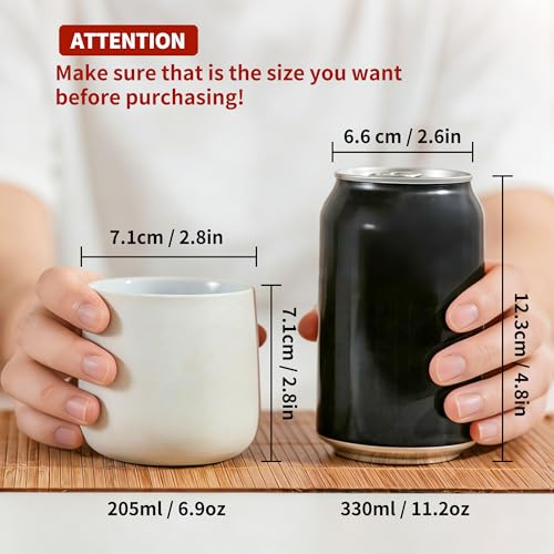 TEANAGOO Japanese Tea Cups, Chinese Tea Cup, 7.2Oz / 205 Ml, Ceramic Tea Cups for Adults, Ceramic Cups no Handles, Japanese Cups, Matcha Cup, Lt.Grey, 4 Pcs/Box, H5 - color: Lt.Grey, size: 7.2 fl oz (4-Count)