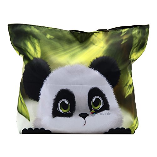Beach Tote Bags Travel Shopping Bag With Zippered for Women - color: Panda