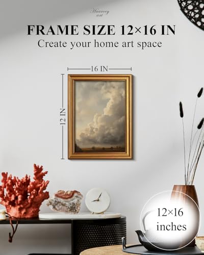 HUARCEY Gold Framed Canvas Wall Art, Vintage Cloud Prints Decor, 12x16 Inch - color: Cloud Art, size: 16"L x 12"W
