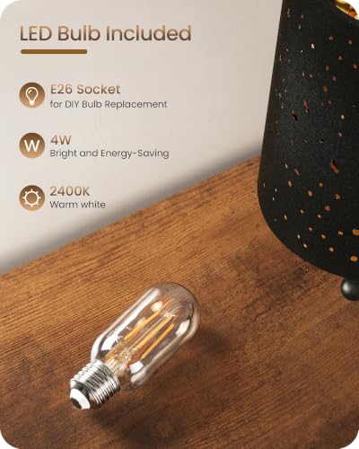 Black Table Lamps Set of 2, 8.1" Small Bedside Lamps Set of 2 - color: Black