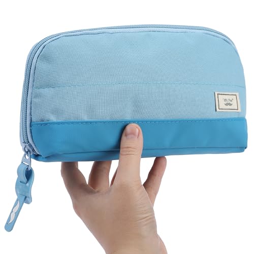 Mr. Pen- Wide-Opening Pencil Case, Triangle Design - color: Blue