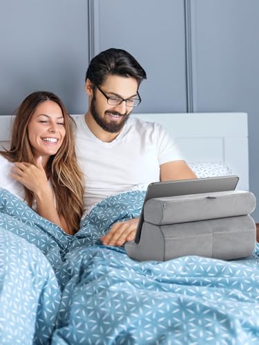 UGREEN Tablet Pillow Stand for Lap Soft Holder Bed with 3 Viewing Angles Adjustable Home Office Accessories Compatible with iPad Pro 13 12 11 10.5 Air Mini 5 4 3 2 Phone 16 15 14 E-Reader Grey - color: Grey