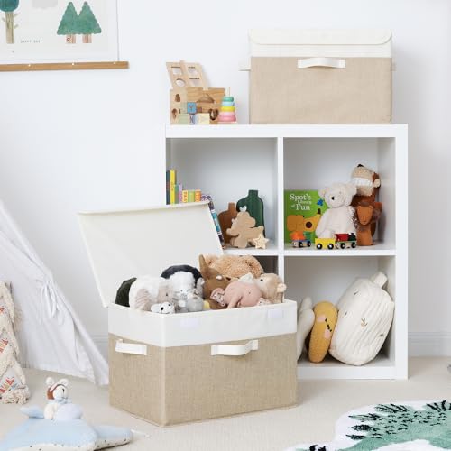 GRANNY SAYS Memory Keepsake Storage Box, Fabric Storage Bins with Lids - color: Khaki & White, size: Extra Large