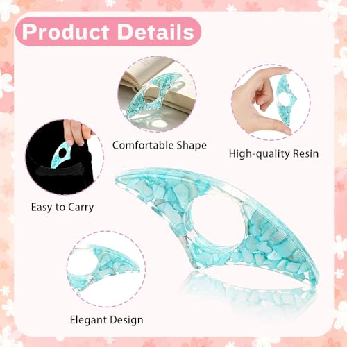 Book Page Holder, Dried Flower Resin Thumb Book Page Holder 2 Pieces Gifts for Book Lovers Book Accessories for Book Lovers Readers Teachers Students - color: Crescent: Cyan