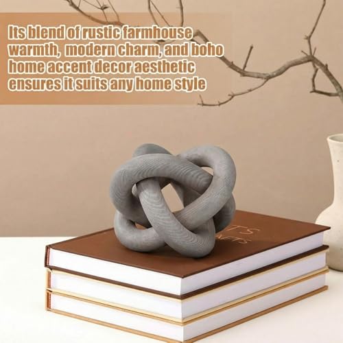 Yalikop 3 Link Wood Knot Decor Rustic Table Shelf Accents, Gray - color: Gray