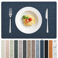 FROMHEART Faux Leather PU Placemats Set of 6 (Dark Blue,11.8" x 17") - color: Dark Blue, size: Set of 6