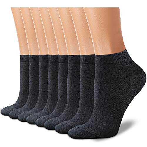 CHARKING 8 Pairs Ankle Socks for Women - Non Slip Cotton No Show Low Cut Casual Socks - color: 02 Black/Black/Black/Black/Black/Black/Black/Black