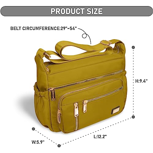 NPBAG Crossbody Bag for Women, Shoulder Purse Handbag Messenger Bag, Trendy Pocketbooks, Waterproof and Multi-Pockets - color: Yellow