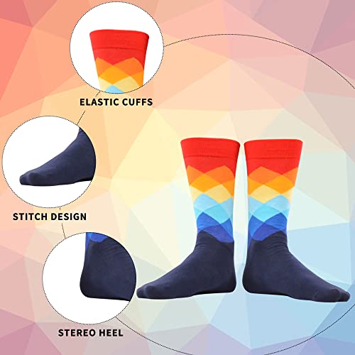 WeciBor Men's Combed Cotton Novelty Crew Socks Size 7-15 - color: Green/Blue/Red/Yellow/Grey/Multicolor Argyle-12m, size: 13-15