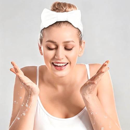 10 Pack Cute White Soft Microfiber Spa Headbands for Women & Girls - color: White