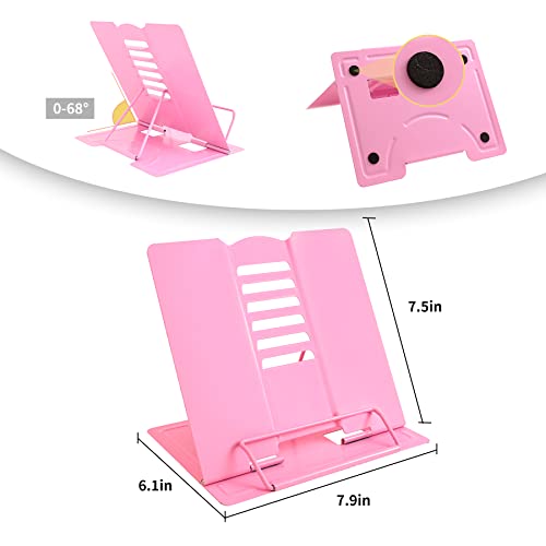 Camelmother Metal Book Stand Adjustable Book Holder for Reading - color: Full Pink