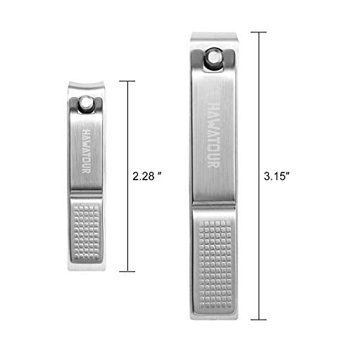 HAWATOUR Nail Clippers Set with Visibly Tin Case, Silver - color: Silver