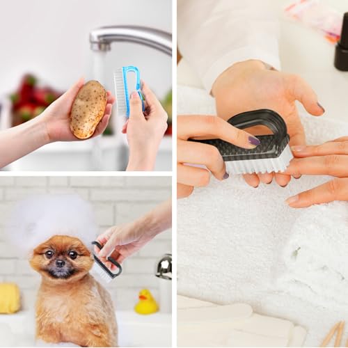 Handle Grip Cleaning Nail Brush, Larbois Nail Brushes Hand Fingernail Brush Cleaner Scrubbing Kit Pedicure for Toes and Nails Men Women (Color-3) - color: Color-3