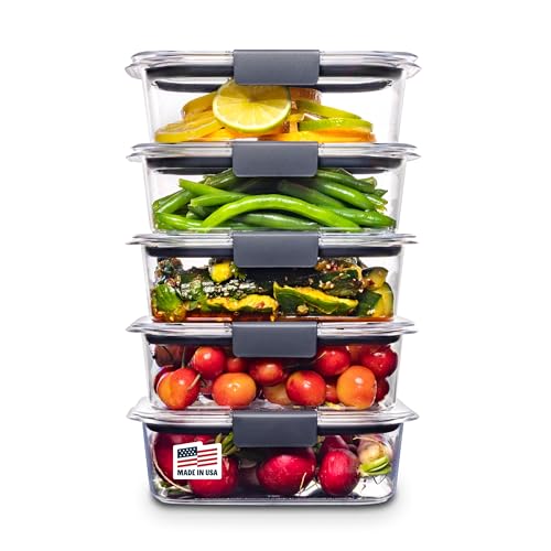 Rubbermaid Brilliance Tritan Plastic Food Storage Containers BPA Free Airtight Lids Ideal for Lunch Meal Prep & Leftovers Set of 5 (3.2 Cup) - size: 3.2 cup (10-Piece)