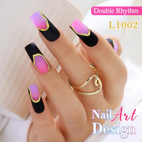 Double Rhythm 15 Ml Metallic Gel Liner Nail Art Gel Bronze Mirror Chrome Painted Drawing Stripper 3D Effect Gel Polish (Glitter Gold-L1002) - color: Pure Gold
