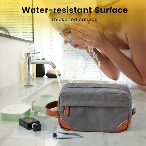 Vorspack Canvas Travel Toiletry Bag for Men, Medium, Light Grey - color: Light Grey, size: Medium