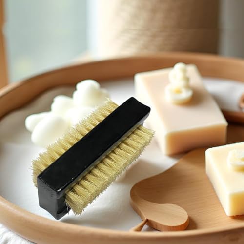 NewFerU Wooden Nail Brush Cleaner Black with 100% Natural Boar Bristles - color: Black Two-sided