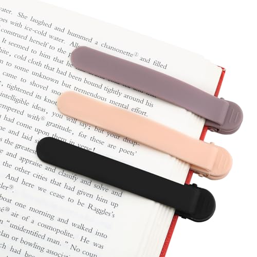 SMUK 3pcs Automatic Bookmarks for Women, Cute Silicone Bookmarks for Book Lovers Reading Women Men Teens Teachers, Book Mark Book Page Keeper Reading Gifts for Reading Lovers - color: 1 Black+ 1 Light Coffee+ 1 Beige