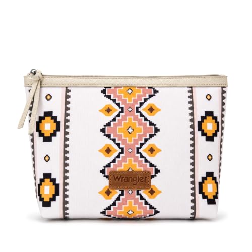 Wrangler Travel Makeup Bag Large Waterproof Cosmetic Bag for Women - color: Beige