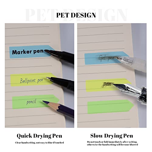 Golcellia Fluorescent Translucent Sticky Note Flags, 1200 Pcs Total, Pack of 10 Color Tabs, Arrow Index Tabs, Page Flag Markers - color: Arrow