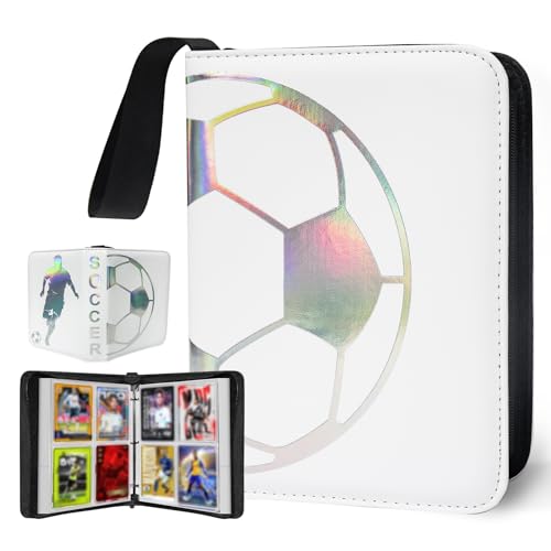 400 Pockets Soccer Card Binder, Laser Silver Hot Stamping Cover,R294 - color: Dazzling Soccer-400