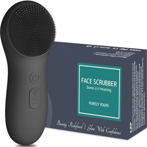 LZP Silicone Face Scrubber, Electric Facial Cleansing Brush with 6 Speeds Vibration Technology, Rechargeable & Waterproof Exfoliating Scrub Brush for Cleansing and Massaging, Men Women - color: Black