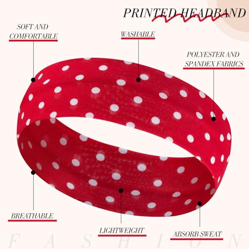 obeoby 8 Pcs Polka Dot Headbands for Y2k Outfits, Non-Slip Cloth Headband - color: Polka dots