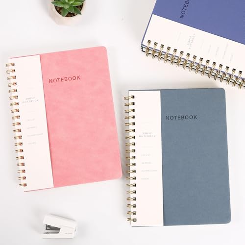 Spiral Notebook - 7.24" x 10" College Ruled Journal with Inner Pockets and 180 Pages, PU Leather Cover Business Journal, Twin-Wire Binding Notebook Perfect for Office & Home School Supplies Black - color: 002-Black-1pack, size: B5-180 pages