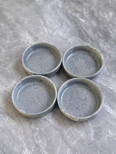 4 Pack Soy Sauce Dish, Ceramic Dipping Bowls 3.5inch, Small Side Dishes for Dips Appetizer Snacks Condiments, Dishwasher & Microwave Safe,Grey - color: Gray